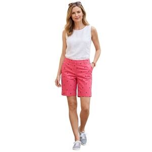 Talbots Women's Size 10 Pink Sailboat Embroidered Preppy Summer Chino Shorts